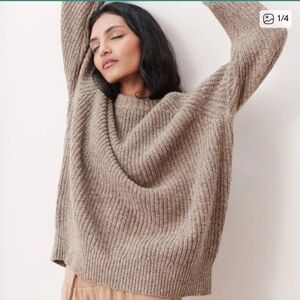 Jenni Kayne Fisherman's Cashmere Sweater - Size S - Brown Taupe